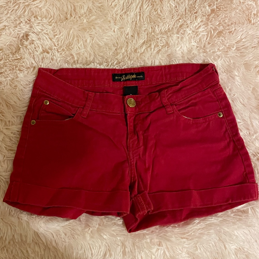 Red Denim Shorts